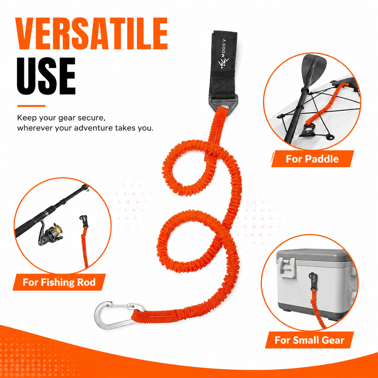 Coiled Paddle Leash Orange Kay - Fishing Kayak Paddle Leash ulasan dan harga