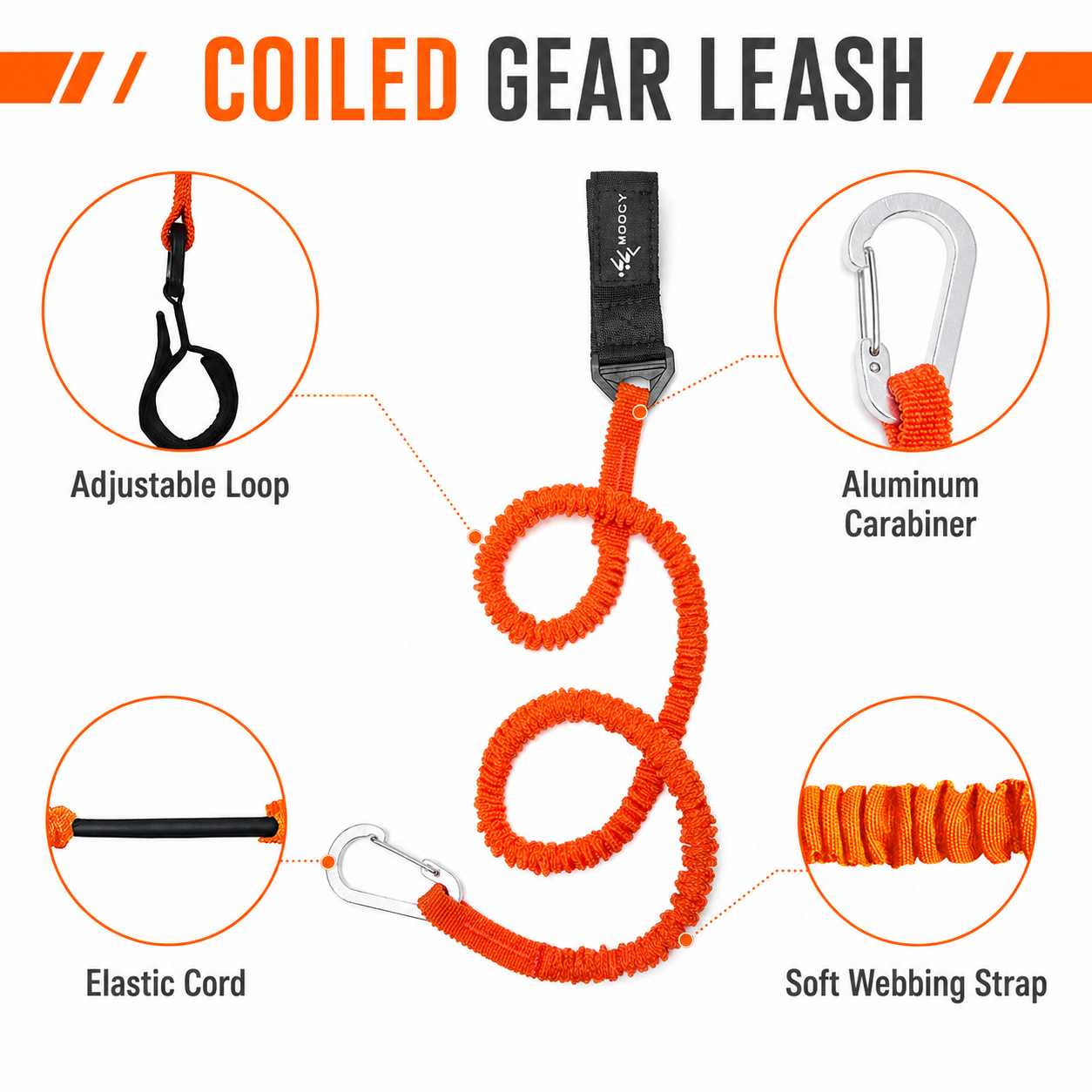 Coiled Paddle Leash Orange Kay - Fishing Kayak Paddle Leash ulasan dan harga
