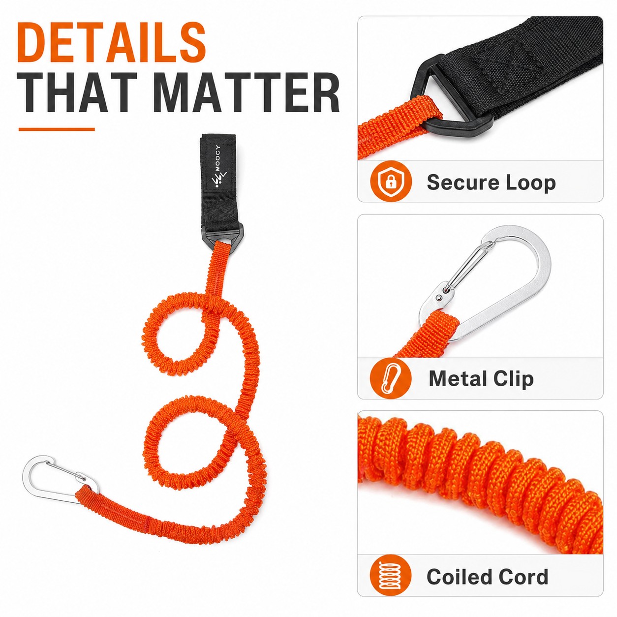 Coiled Paddle Leash Orange Kay - Fishing Kayak Paddle Leash ulasan dan harga