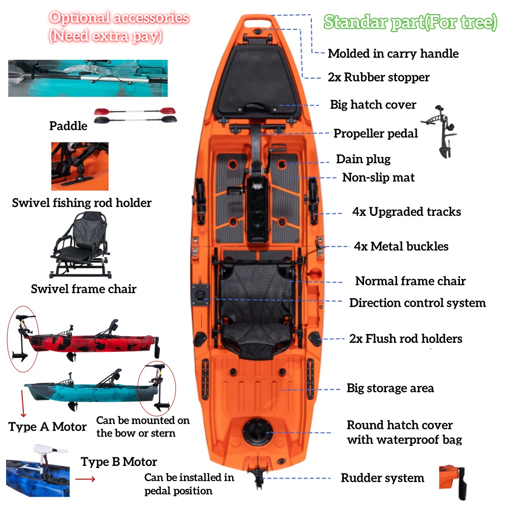 Super Lightweight 10ft Modular - Fishing Kayak Pedal Drive ulasan dan harga